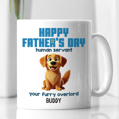 Happy Mother's Day Father's Day Human Servant Cartoon Funny Dogs Blue Tone Personalized Mug