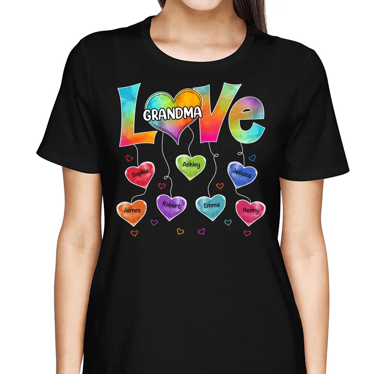Grandma Mom Colorful Pattern Love Heartstring Personalized Shirt