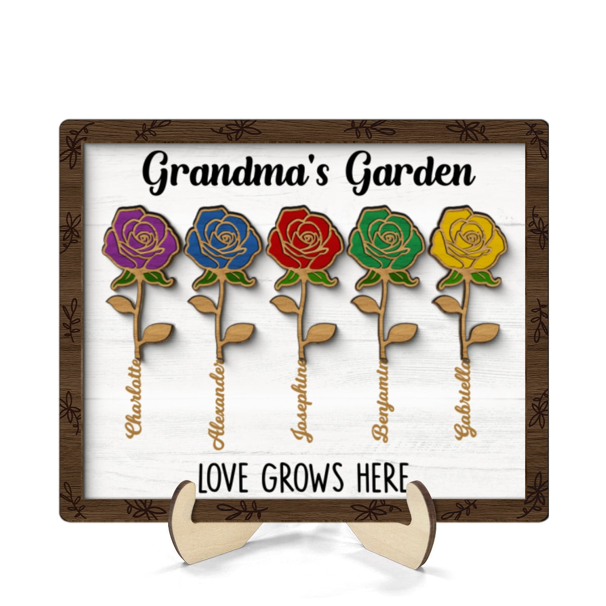 Grandma‘s Gardern Roses Personalized 2-layer Wooden Plaque