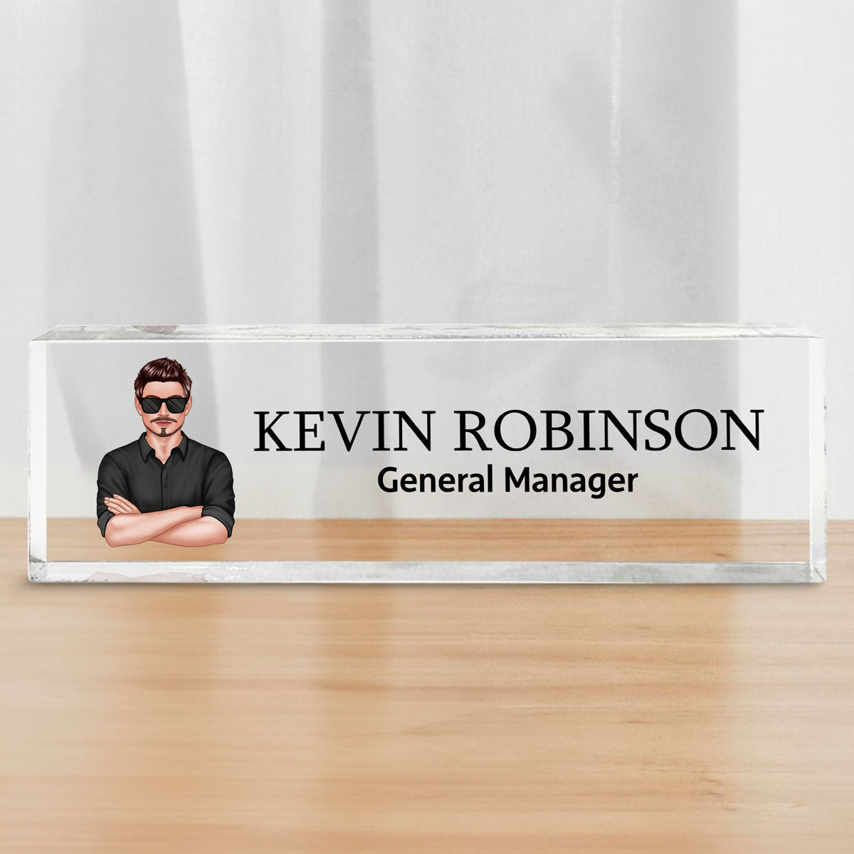 Man Woman Office Personalized Acrylic Desk Name Plate, Office Desk Decor, Gift For Colleagues, Coworkers