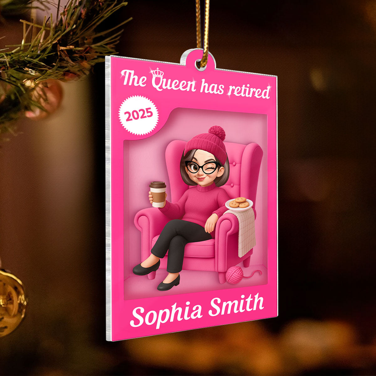 The Queen Has Retired Action Figure - Personalized Acrylic Ornament - Christmas Gift For Grandma, For Mom