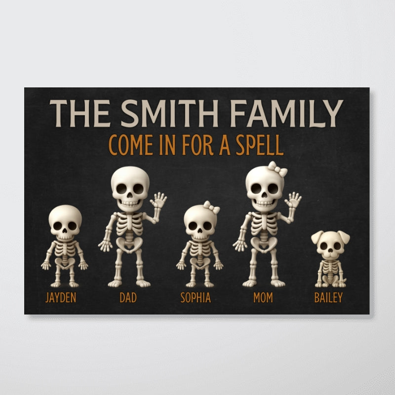 Halloween Funny Skeleton Family Personalized Poster, Halloween Decor| ?? Made in the USA