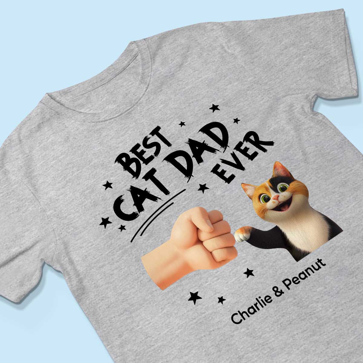 Best Cat Dad Ever Custom Cat Fist Bump Personalized Shirt, Gift for Cat Dads