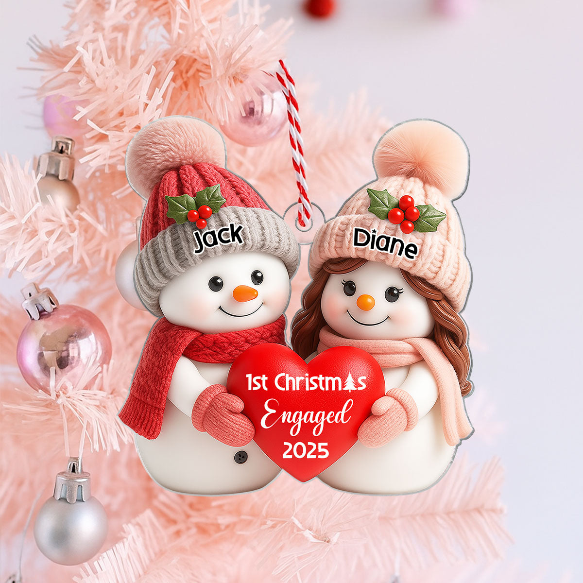 First Christmas Engaged, Married Personalized Acrylic Ornament, Christmas Gift for Newlyweds, Couples