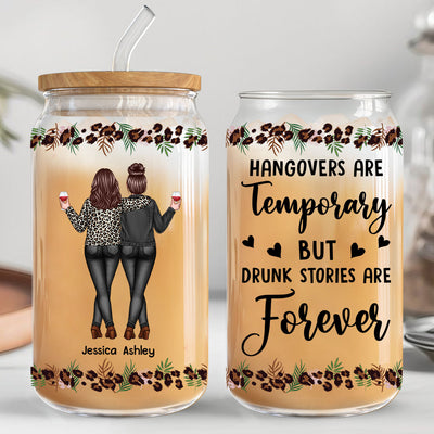Leopard Back View Besties Personalized Clear Glass Can