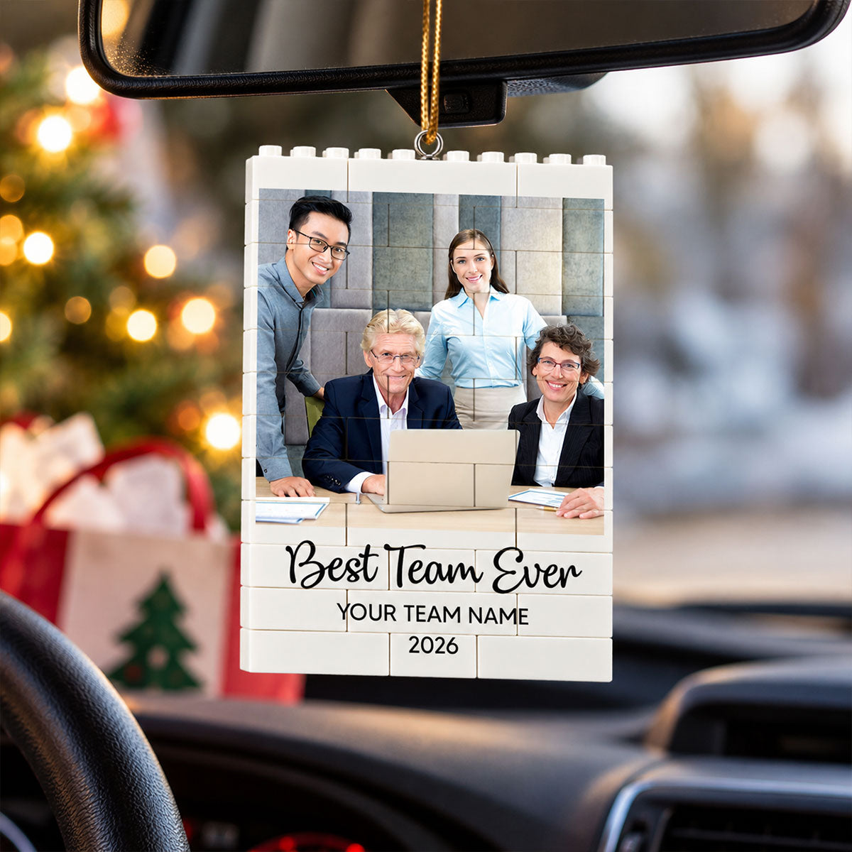 Best Team Ever Upload Photo - Personalized Building Blocks Ornament - Christmas Gift For Colleagues, Coworkers