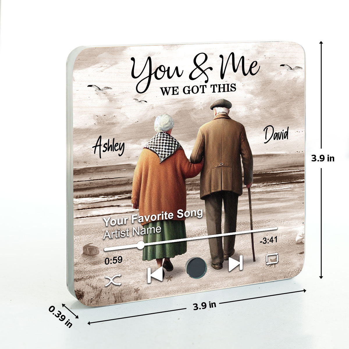 Eternal Love Couple Growing Old Together Beach Landscape Personalized Music Fridge Magnet