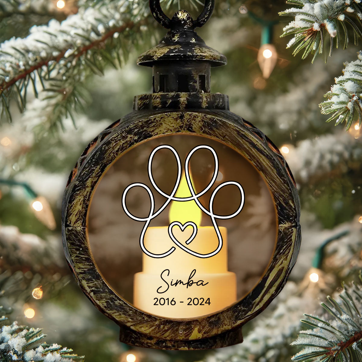 Dog Pet Memorial Keepsake Always In Your Heart Personalized Lantern Ornament