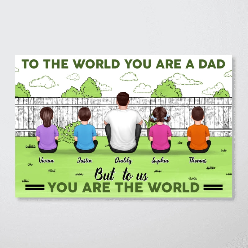 Dad Man Kids Dogs Cats Sitting Outdoor Personalized Poster, Father's Day Gift For Dad, Grandpa, Husband