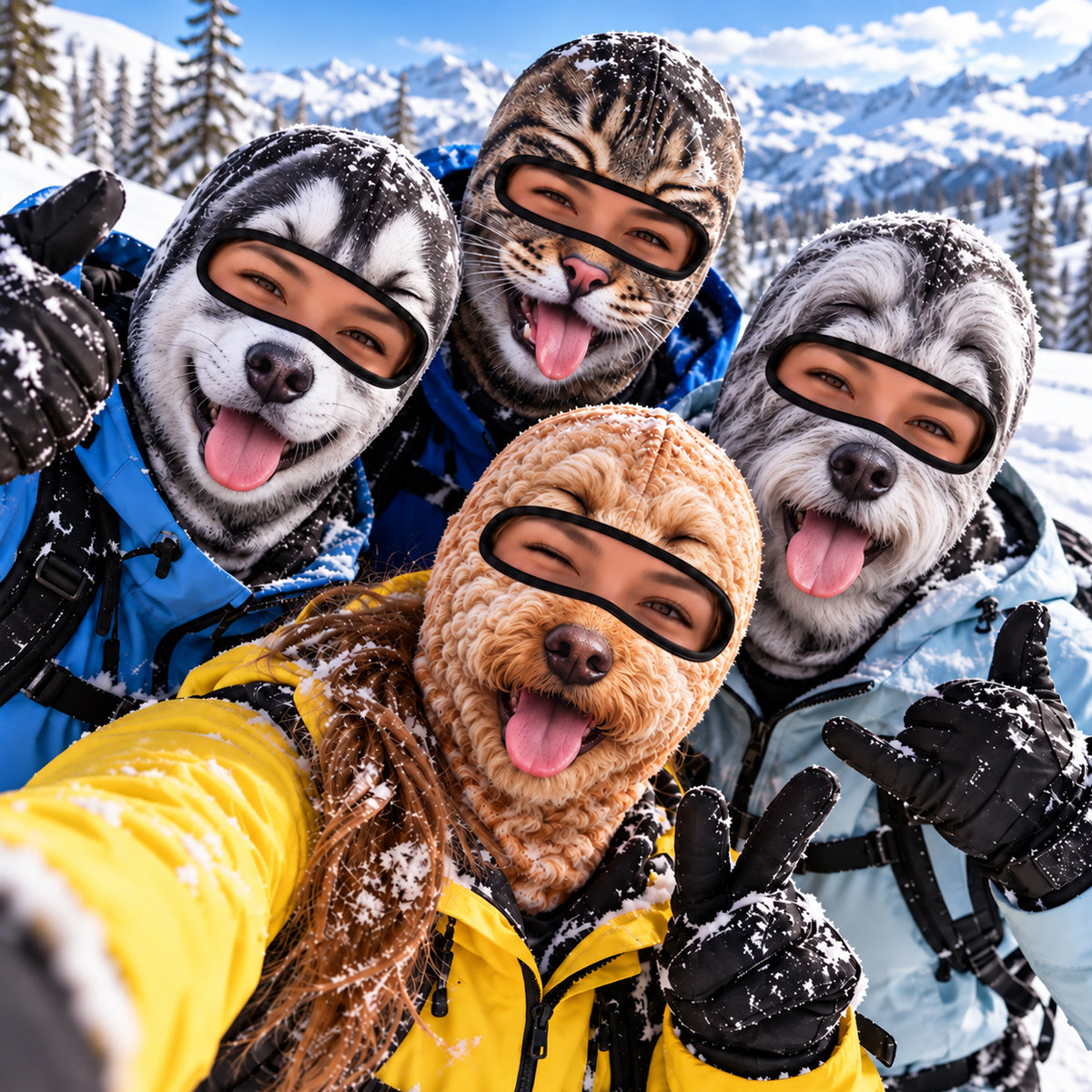 Custom Dog Cat Funny Realistic Photo - Personalized Balaclava Mask - Hilarious Winter Gift for Skiers, Funny Christmas Gift for Husband, Wife, Coworkers, Family