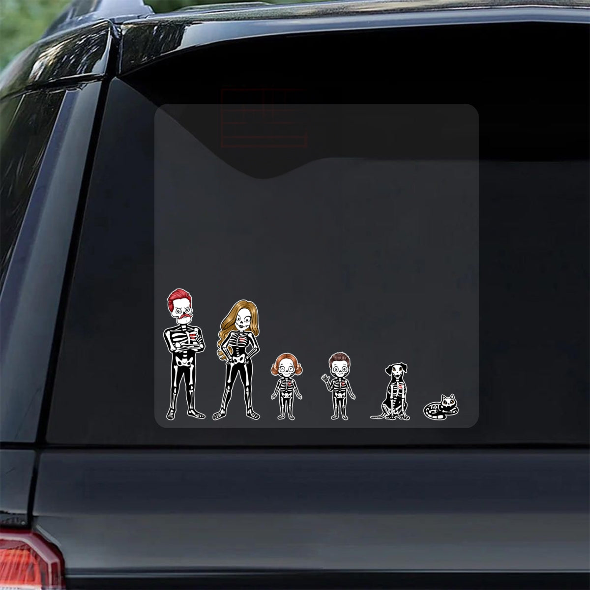 Stick Figure Family Personalized Car Decal, Halloween Decor