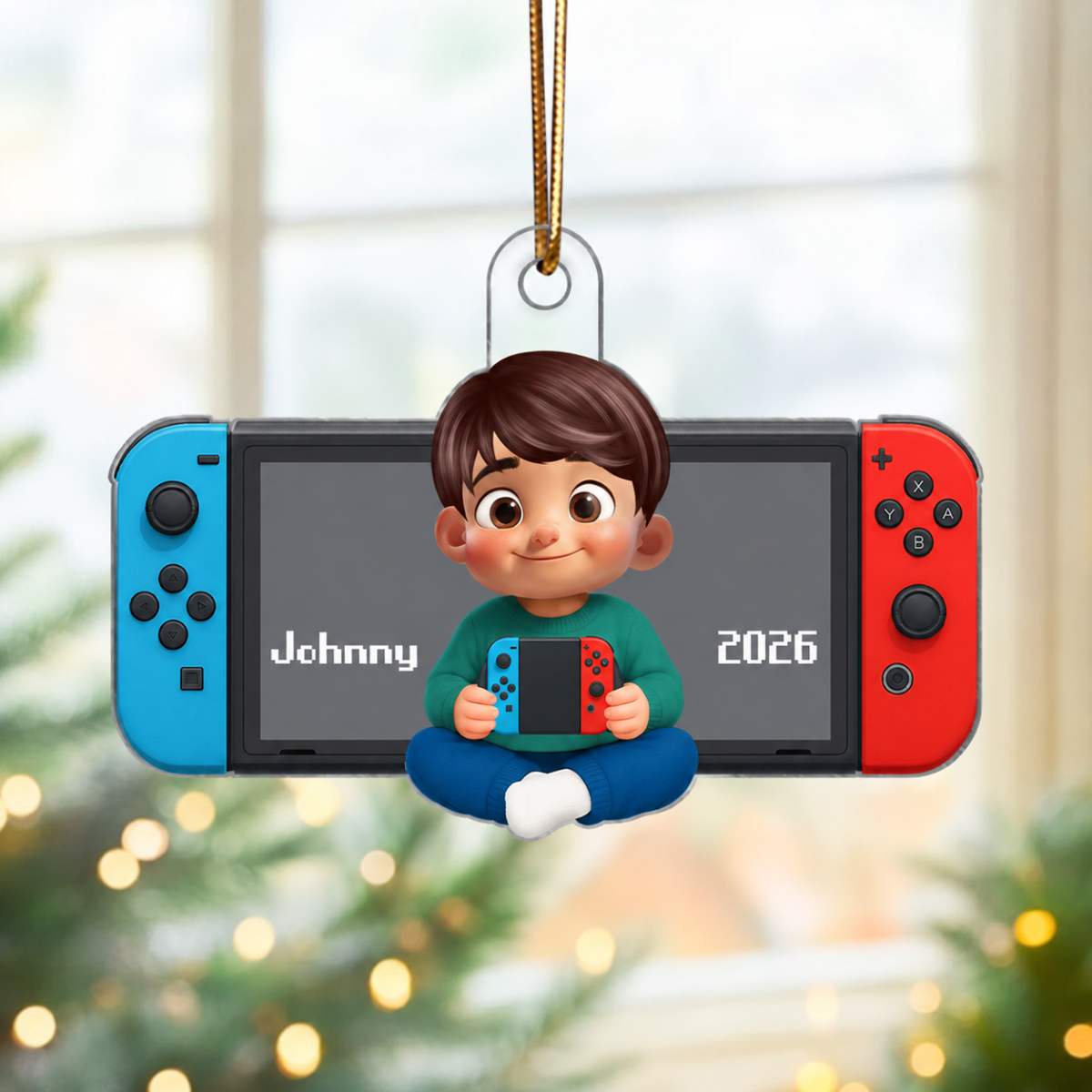 Personalized Gamer 3D Effect Ornament for Boys Girls, Christmas Gift for Kids