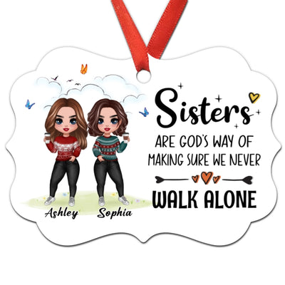 Sisters Never Walk Alone Personalized Christmas Ornament