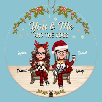 Couple And Dogs On Chair Personalized Acrylic Ornament