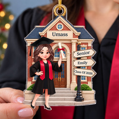 Senior Graduation Campus 2D Flat - Personalized Acrylic Ornament - Christmas Gift For Senior