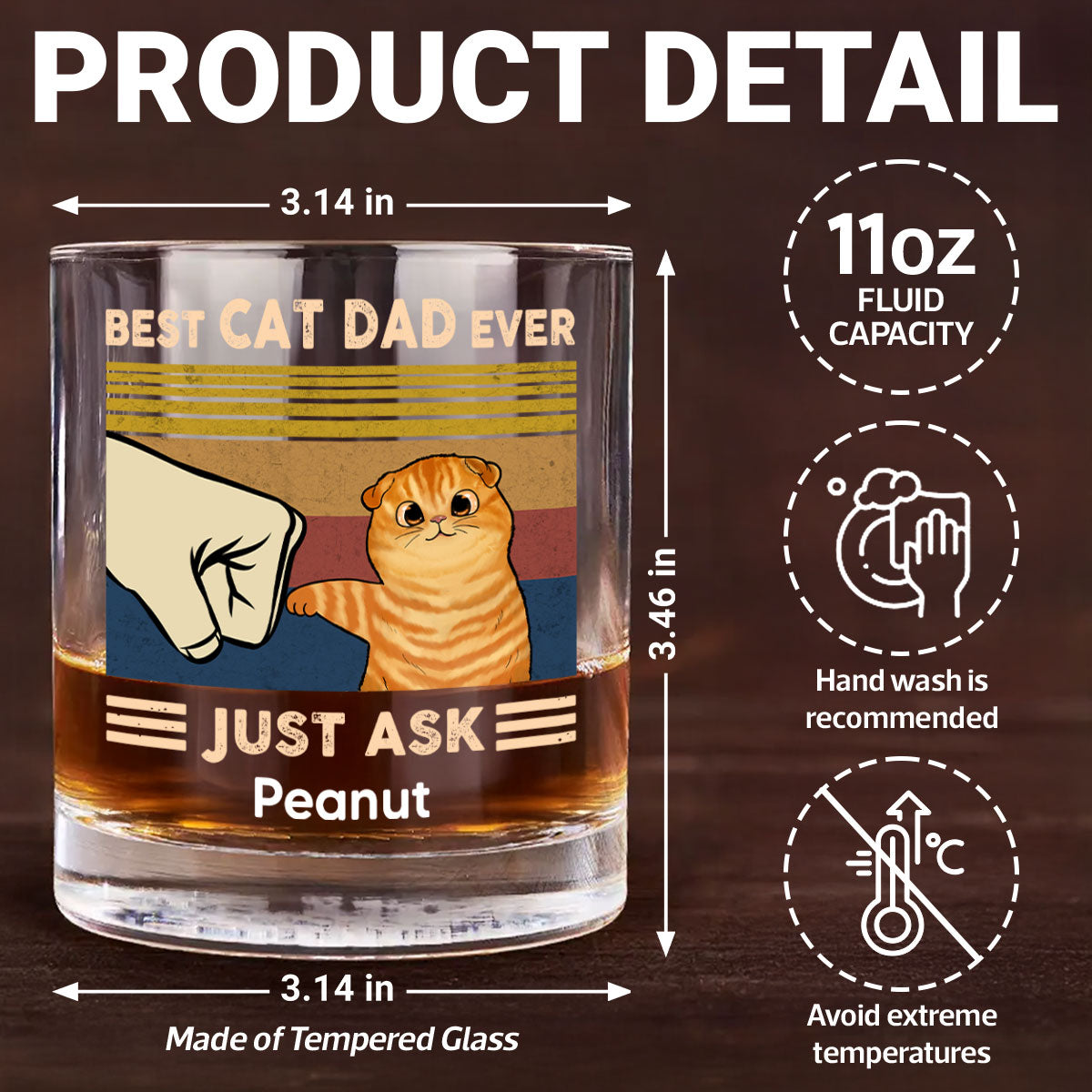 Father’s Day 2025 Gift for Cat Dads - Custom Cat Fist Bump Personalized Wine Glass