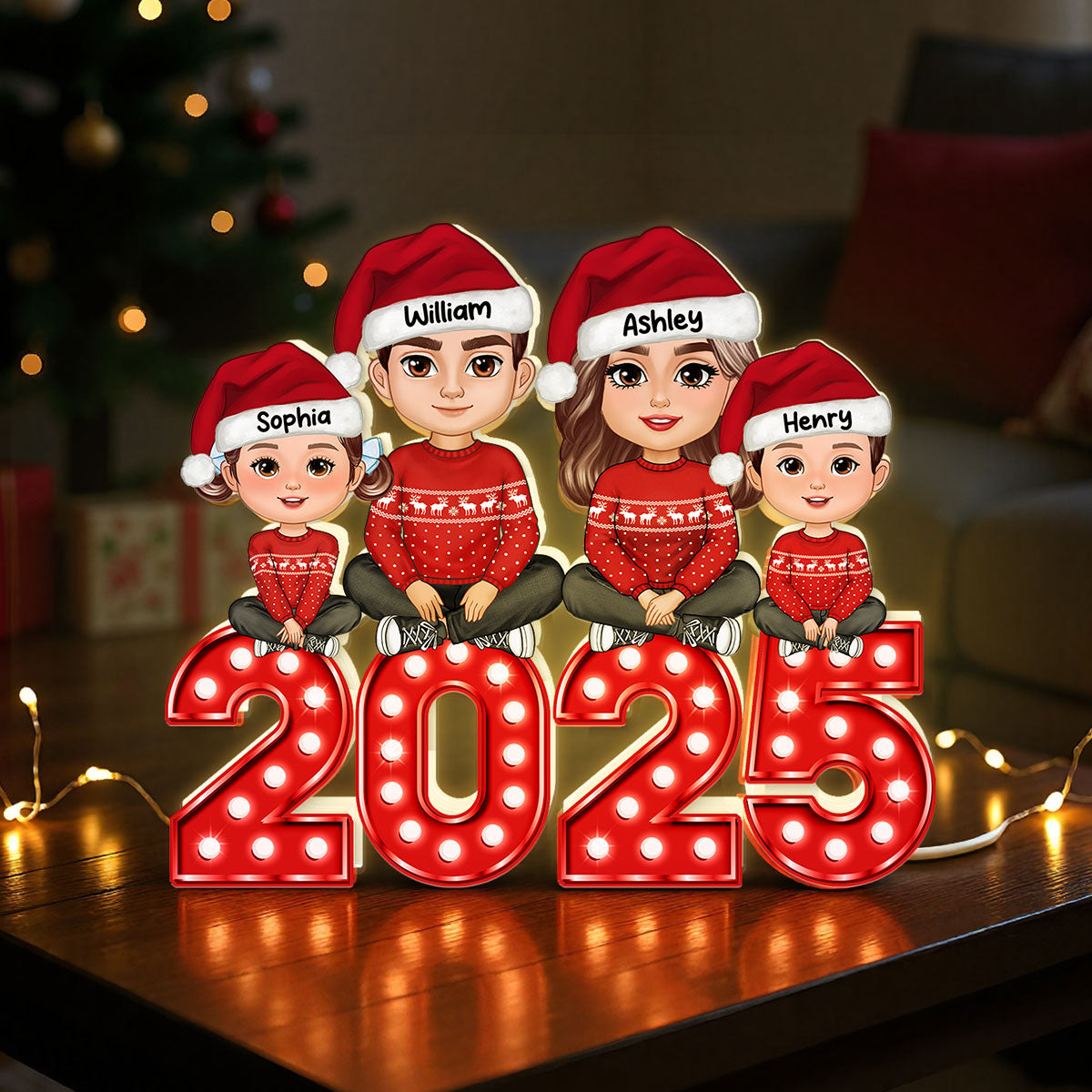 Christmas Family Forever Together Personalized LED Light Box, Heartwarming Christmas Decoration