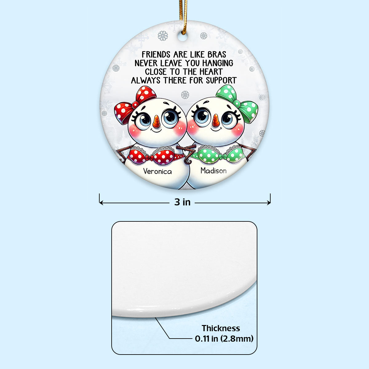 Personalized Snowman Friendship Christmas Ornaments 2024, Funny Gifts Christmas Ornaments for Besties
