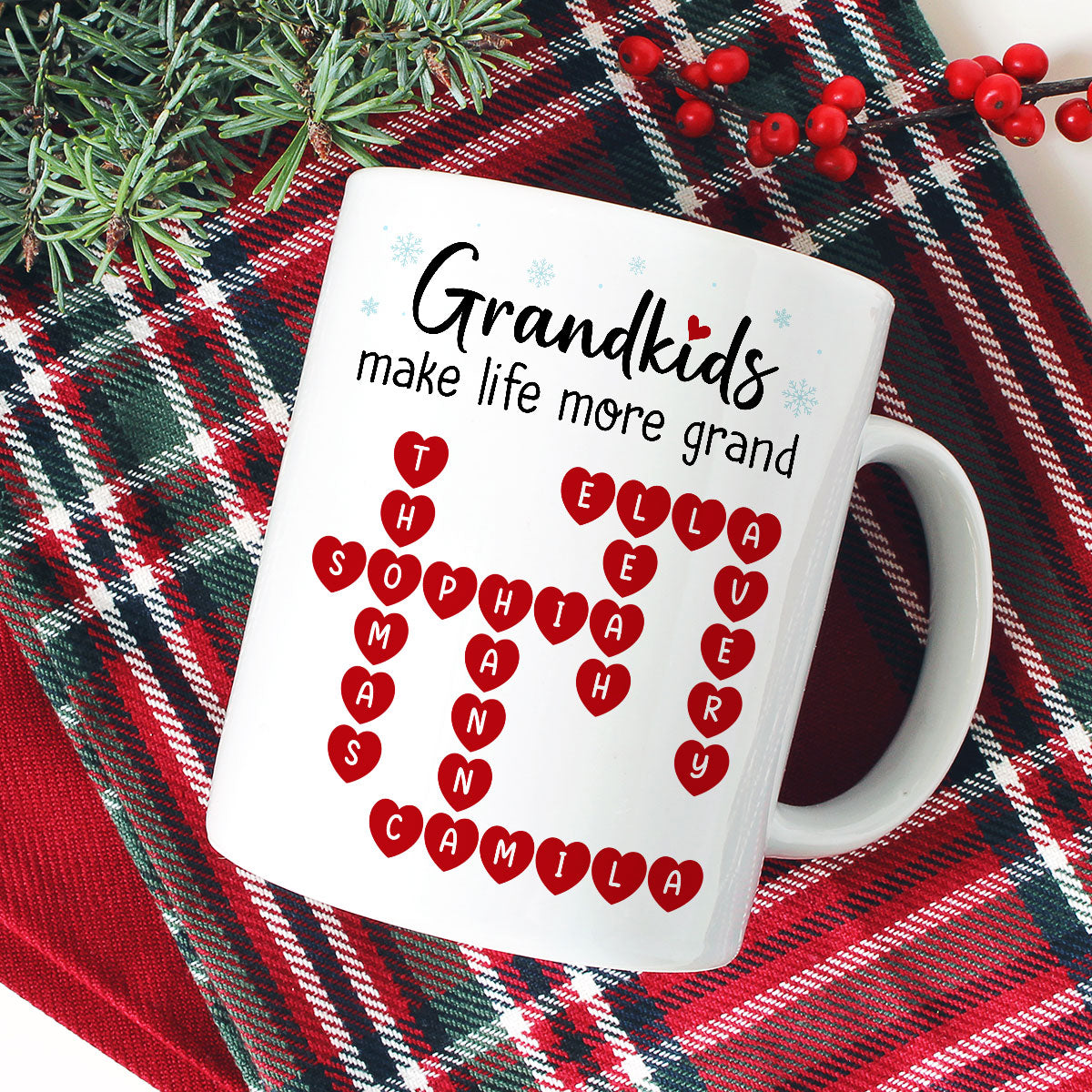 Grandkids Make Life Grand Crossword Puzzle Art Christmas Gift For Grandma Personalized Mug