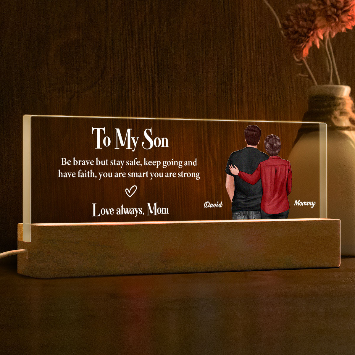 To My Son From Mom Personalized Acrylic LED Night Light