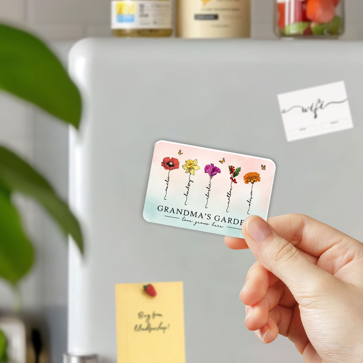 Grandma‘s Garden Beautiful Birth Month Flowers Gift For Grandma Mom Personalized Acrylic Fridge Magnet