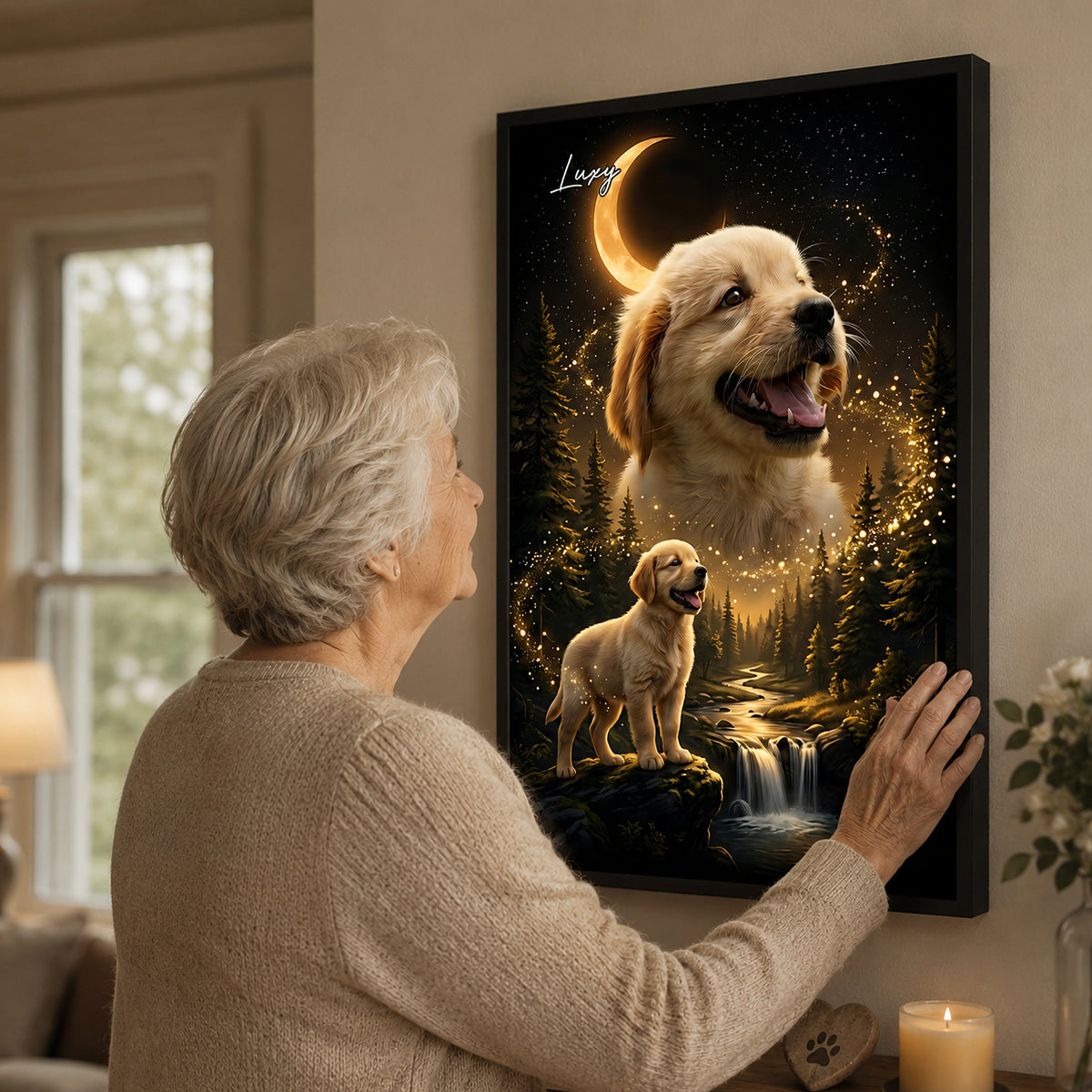 Dog Howling to the Moon - Personalized Poster - Gift for Dog, Cat Lovers, Pet Memorial Gift