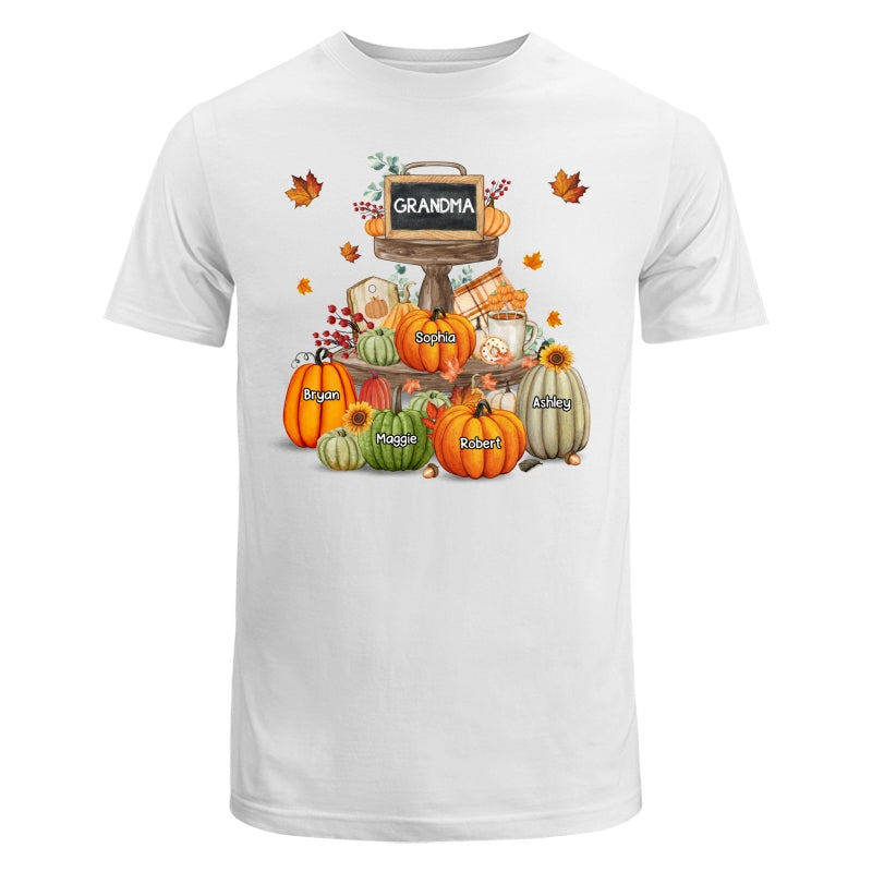 Pumpkins Tiered Tray Grandma Fall Season Personalized Shirt