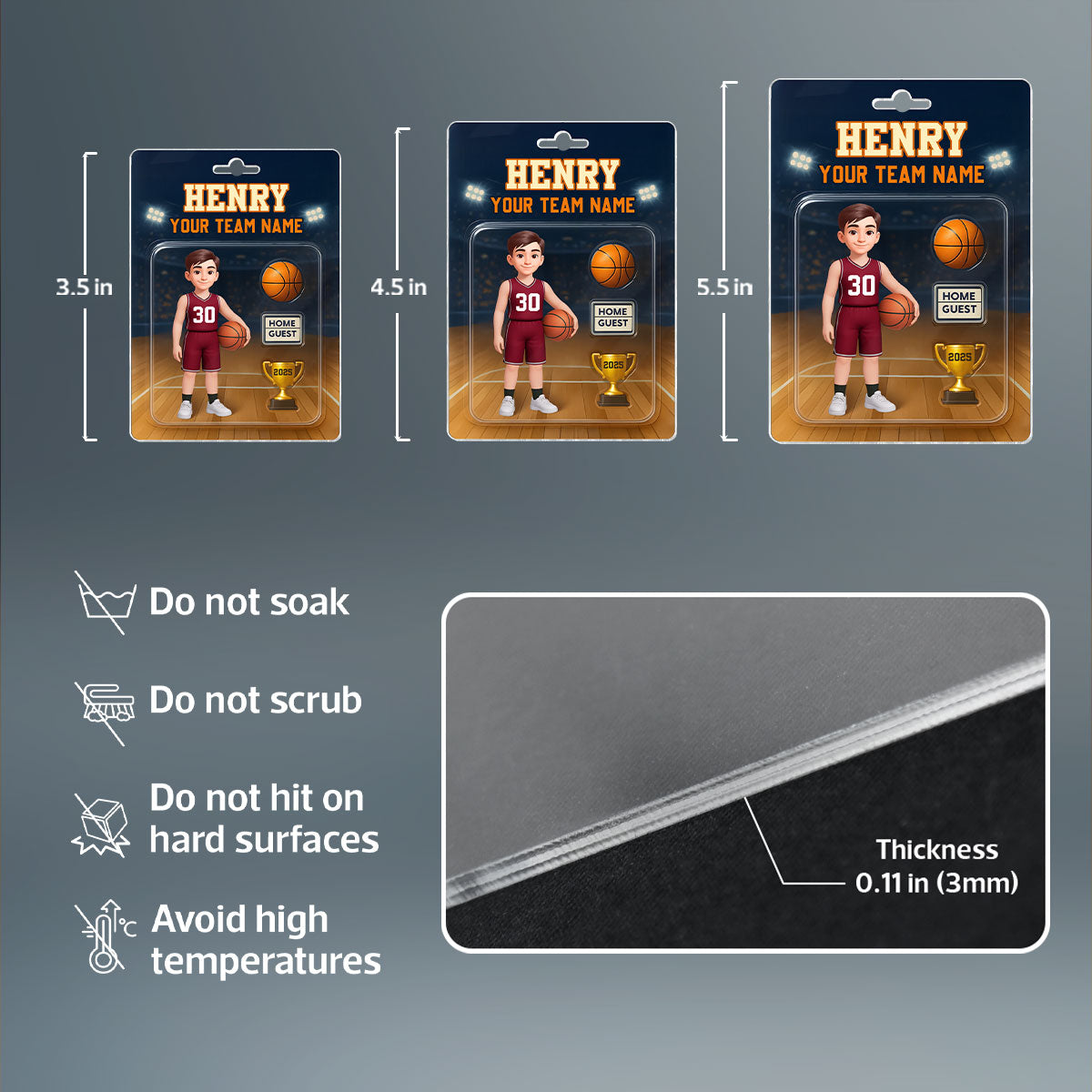 Basketball Player Custom Figure 3D Effect - Personalized Acrylic Ornament - Christmas Gift for Son, Daughter, Grandkids