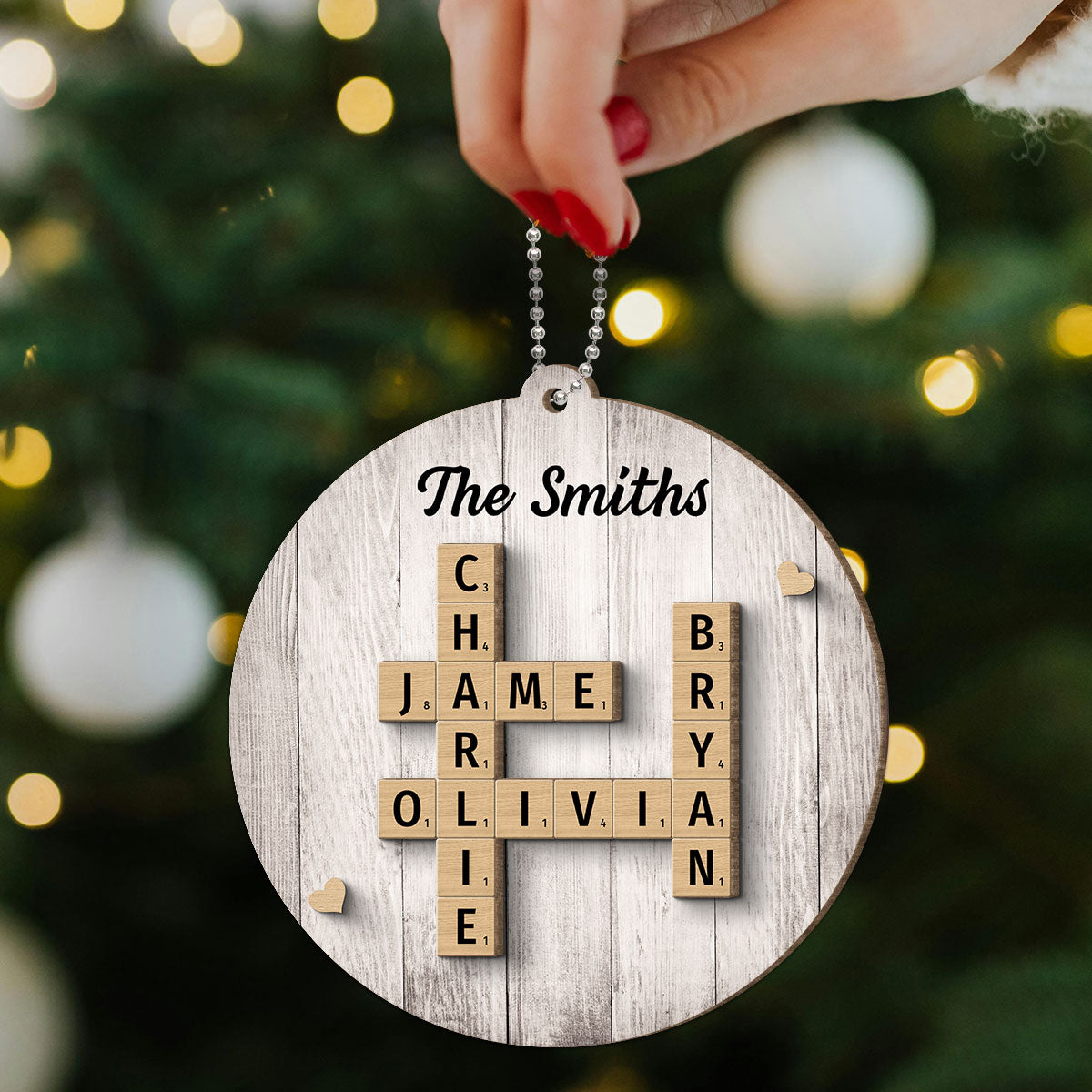 Family Members Names Crossword Puzzle Art Personalized 2-Layer Wooden Ornament