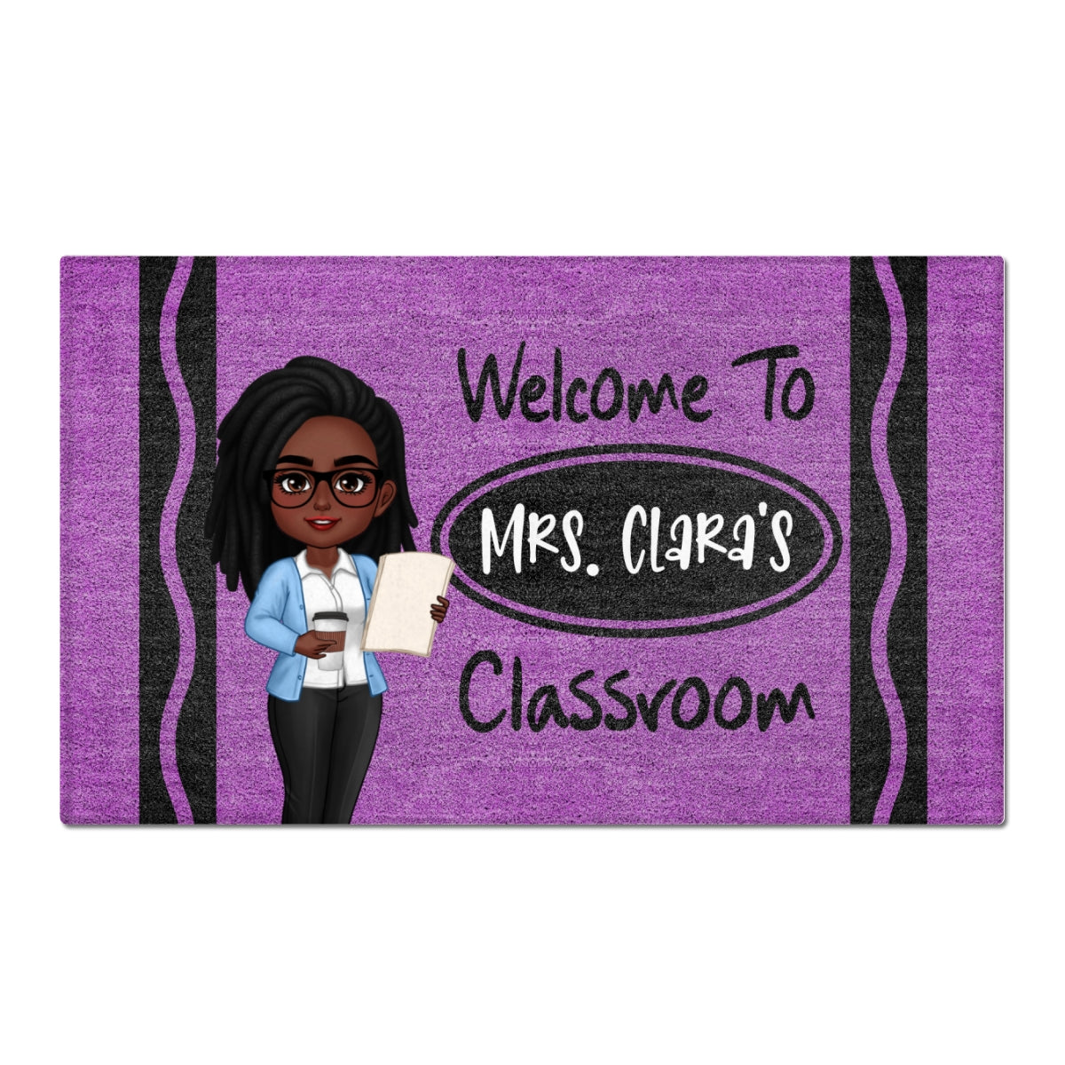 Teacher Crayon Pattern Welcome To Classroom - Personalized Doormat - Back To School Gift, Classroom Decoration
