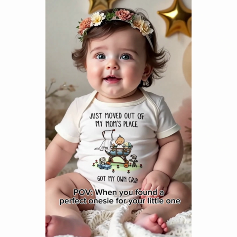 Just Moved Out Of My Mom's Place Got My Own Crib Personalized Baby Onesie Baby Shirt