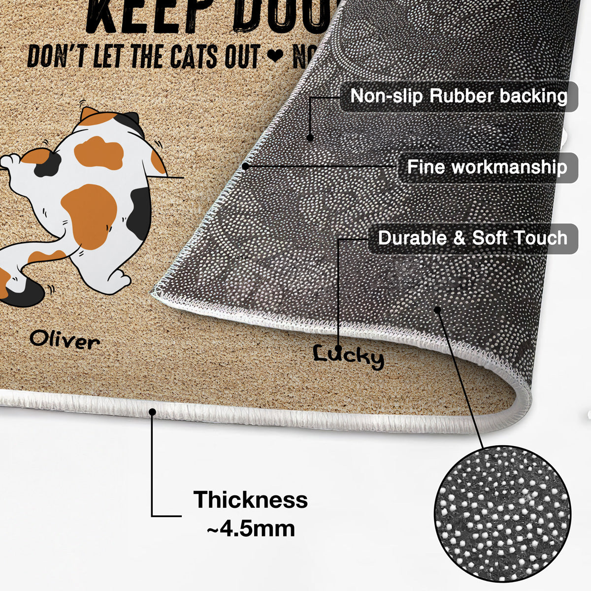 Don't Let The Cats Out Naughty Cats Personalized Doormat