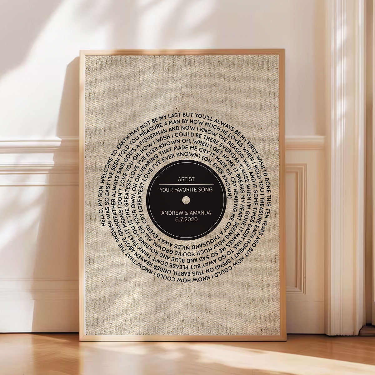 Vinyl Record First Dance Song Lyrics Wall Art Personalized Poster, Valentine's Day, Anniversary Gift for Him or Her - Music Lover