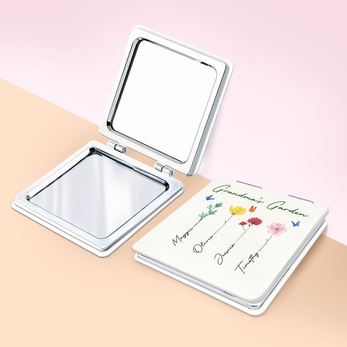 Grandma's Garden Gift Personalized Square Compact Mirror