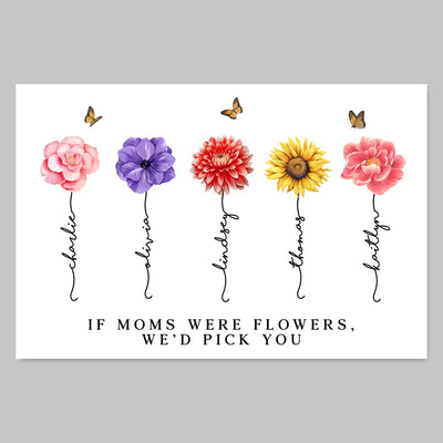 Watercolor Flowers If Mom Were Flowers Gift For Mom Personalized Horizontal Poster