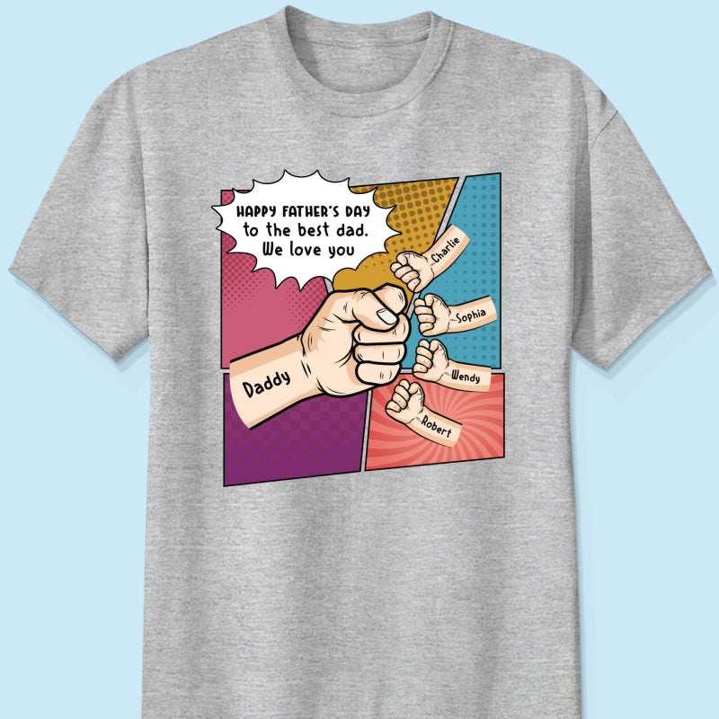 Pop Art Fist Bump Happy Father's Day Personalized Shirt