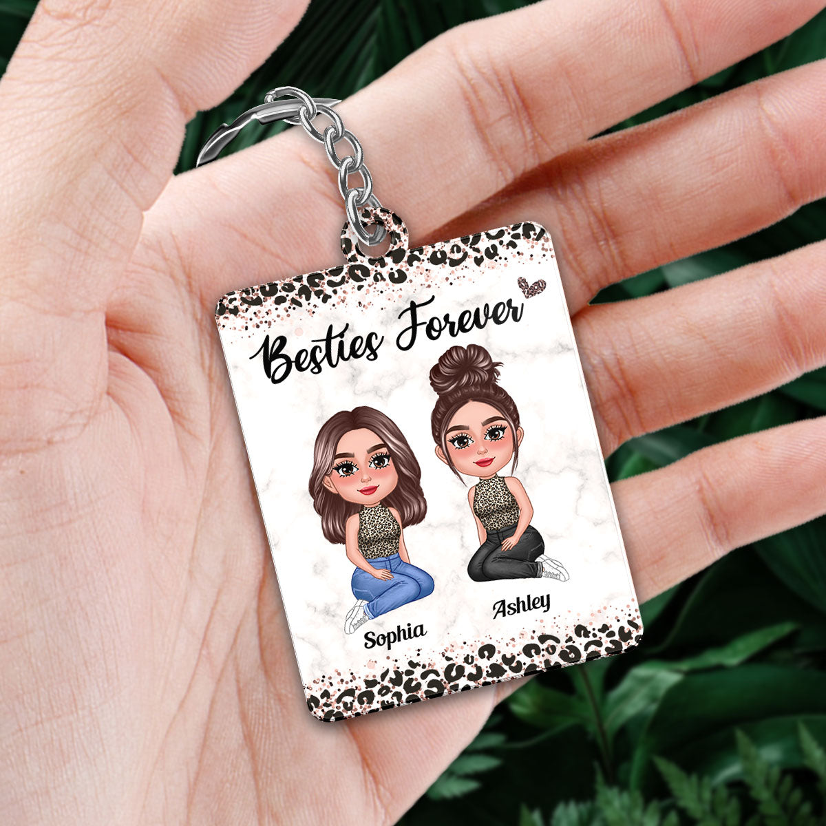 Leopard Pretty Doll Besties Favorite Song Scannable QR Code Personalized Acrylic Keychain