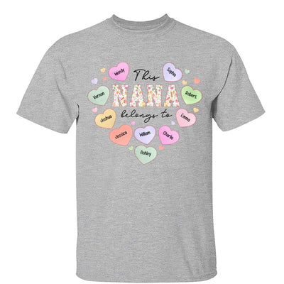 This Grandma Mom Belongs To Heart Shape Personalized Shirt