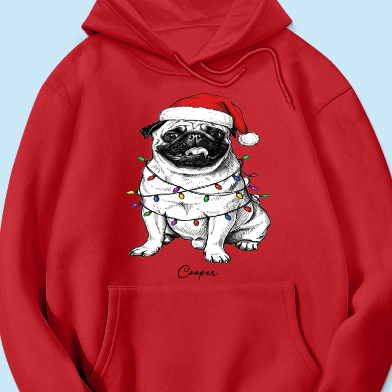 Custom Pet Portrait Christmas Hat & Strings Upload Your Photo - Personalized Shirt - Trendy Christmas Gift For Dog Lover