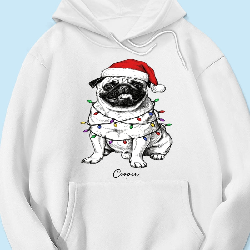 Custom Pet Portrait Christmas Hat & Strings Upload Your Photo - Personalized Shirt - Trendy Christmas Gift For Dog Lover