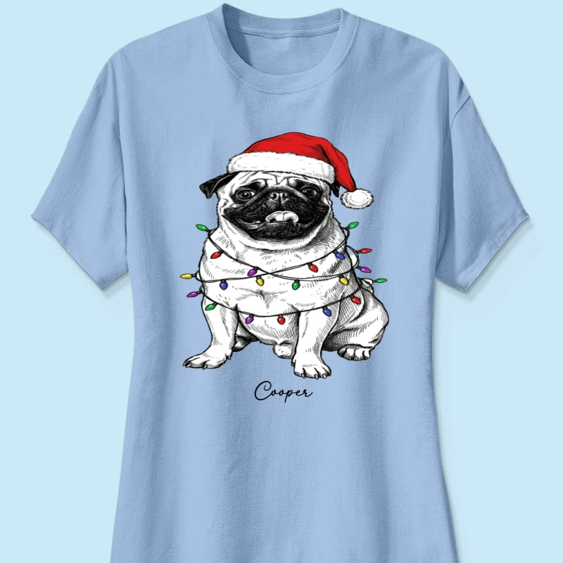 Custom Pet Portrait Christmas Hat & Strings Upload Your Photo - Personalized Shirt - Trendy Christmas Gift For Dog Lover