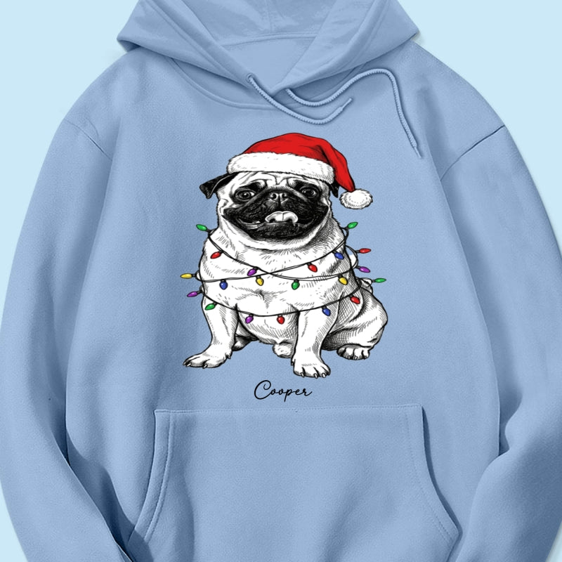 Custom Pet Portrait Christmas Hat & Strings Upload Your Photo - Personalized Shirt - Trendy Christmas Gift For Dog Lover