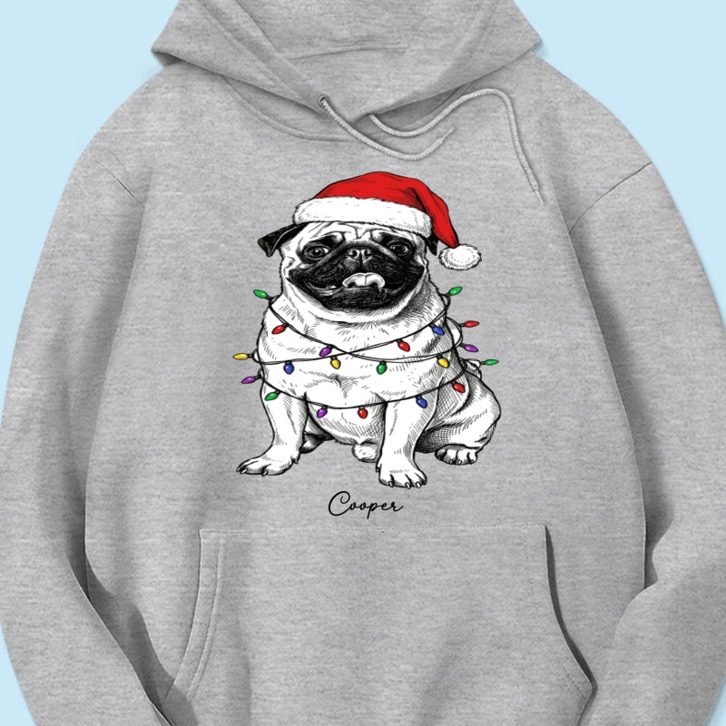 Custom Pet Portrait Christmas Hat & Strings Upload Your Photo - Personalized Shirt - Trendy Christmas Gift For Dog Lover