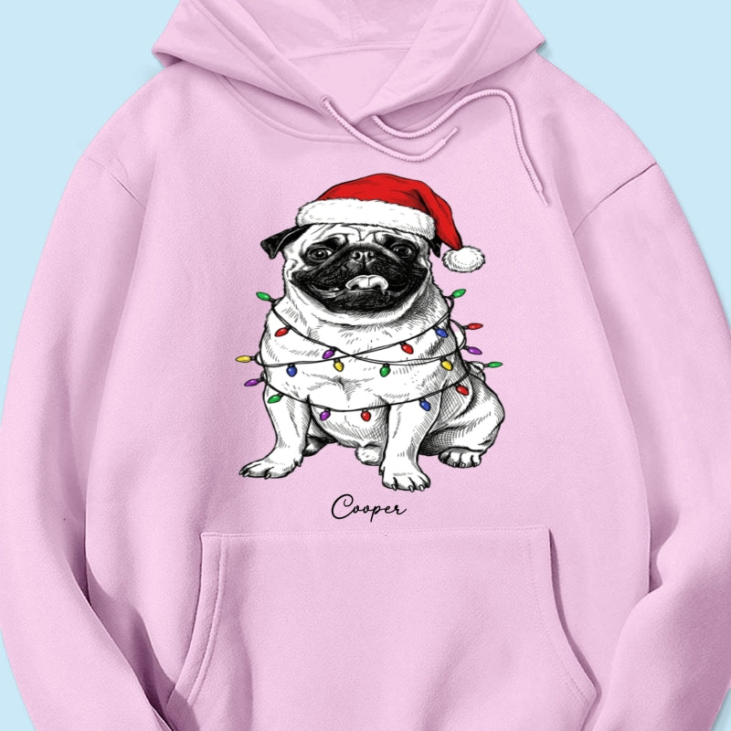 Custom Pet Portrait Christmas Hat & Strings Upload Your Photo - Personalized Shirt - Trendy Christmas Gift For Dog Lover