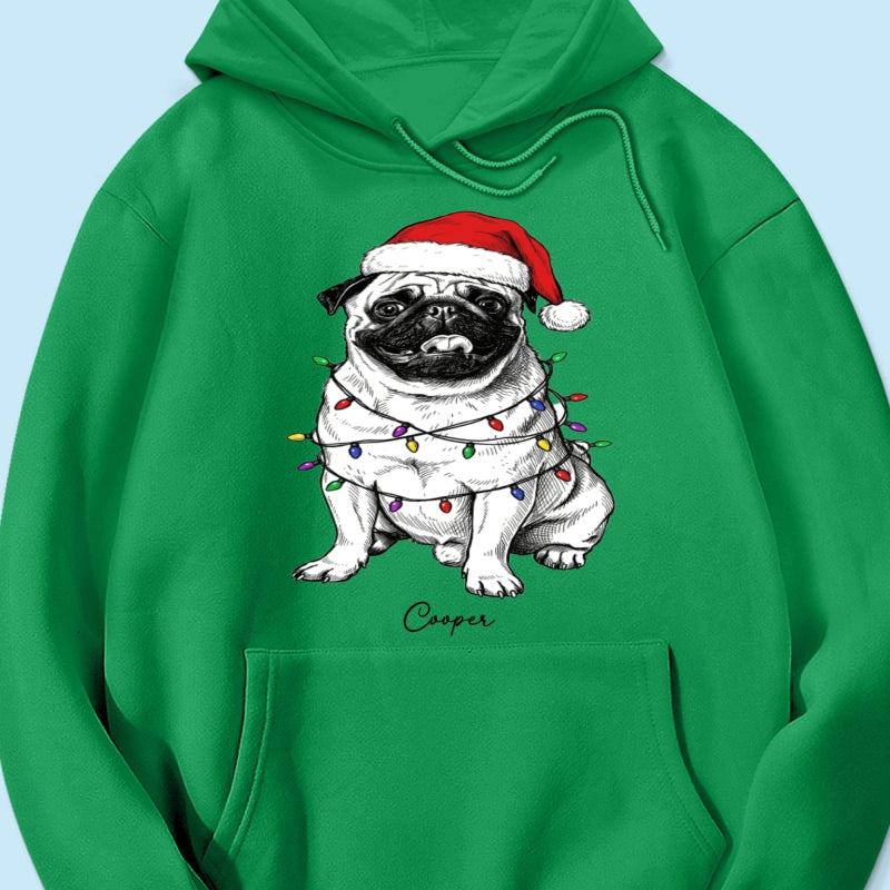 Custom Pet Portrait Christmas Hat & Strings Upload Your Photo - Personalized Shirt - Trendy Christmas Gift For Dog Lover