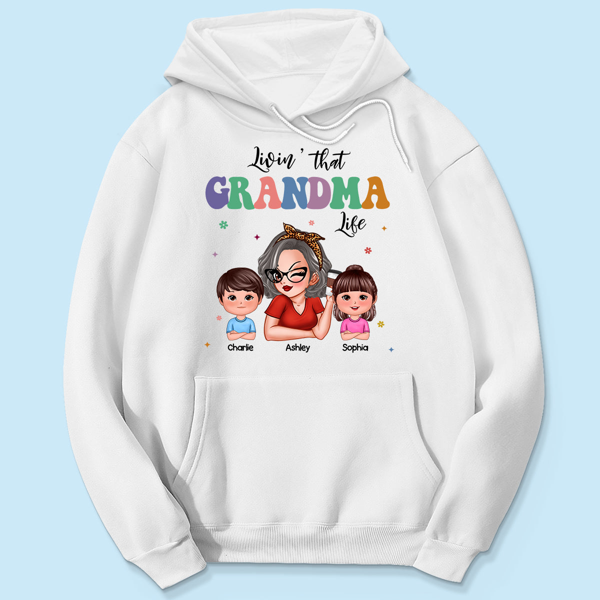 Livin' That Grandma Life Grandma Grandkids Colorful Stylish Graphic, Personalized Shirt, Gift For Grandma