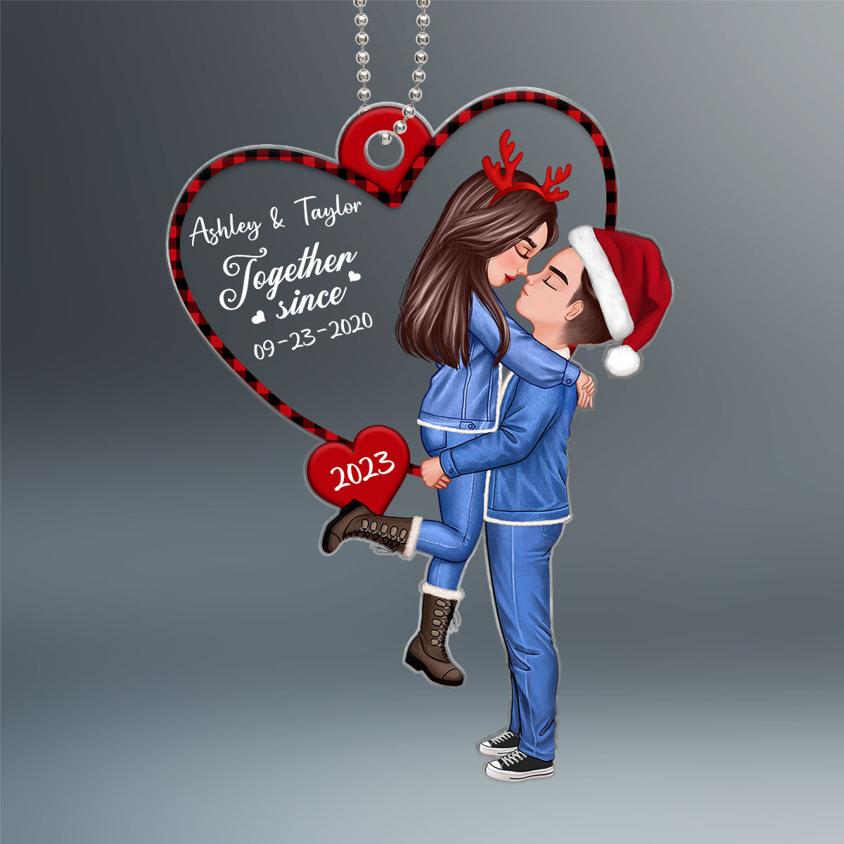 Hugging Couple Together Since Heart Personalized Acrylic Ornament