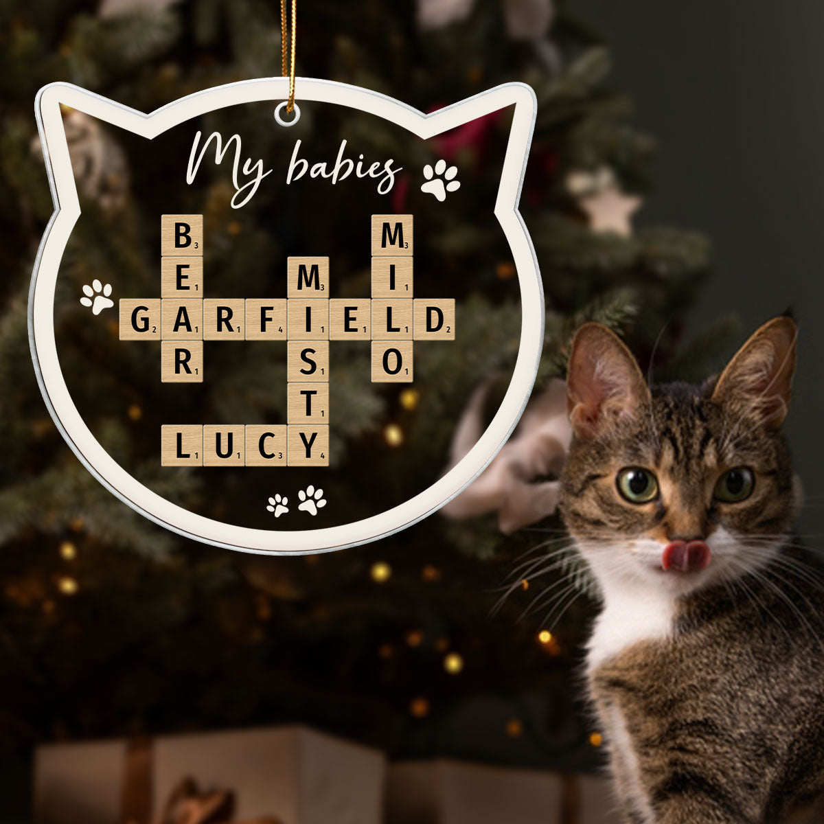 My Babies Cats Names Crossword Puzzle Art Personalized Acrylic Ornament