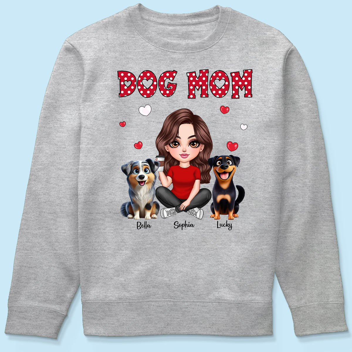 Polka Dot Cute 3D Dog Mom Personalized Shirt