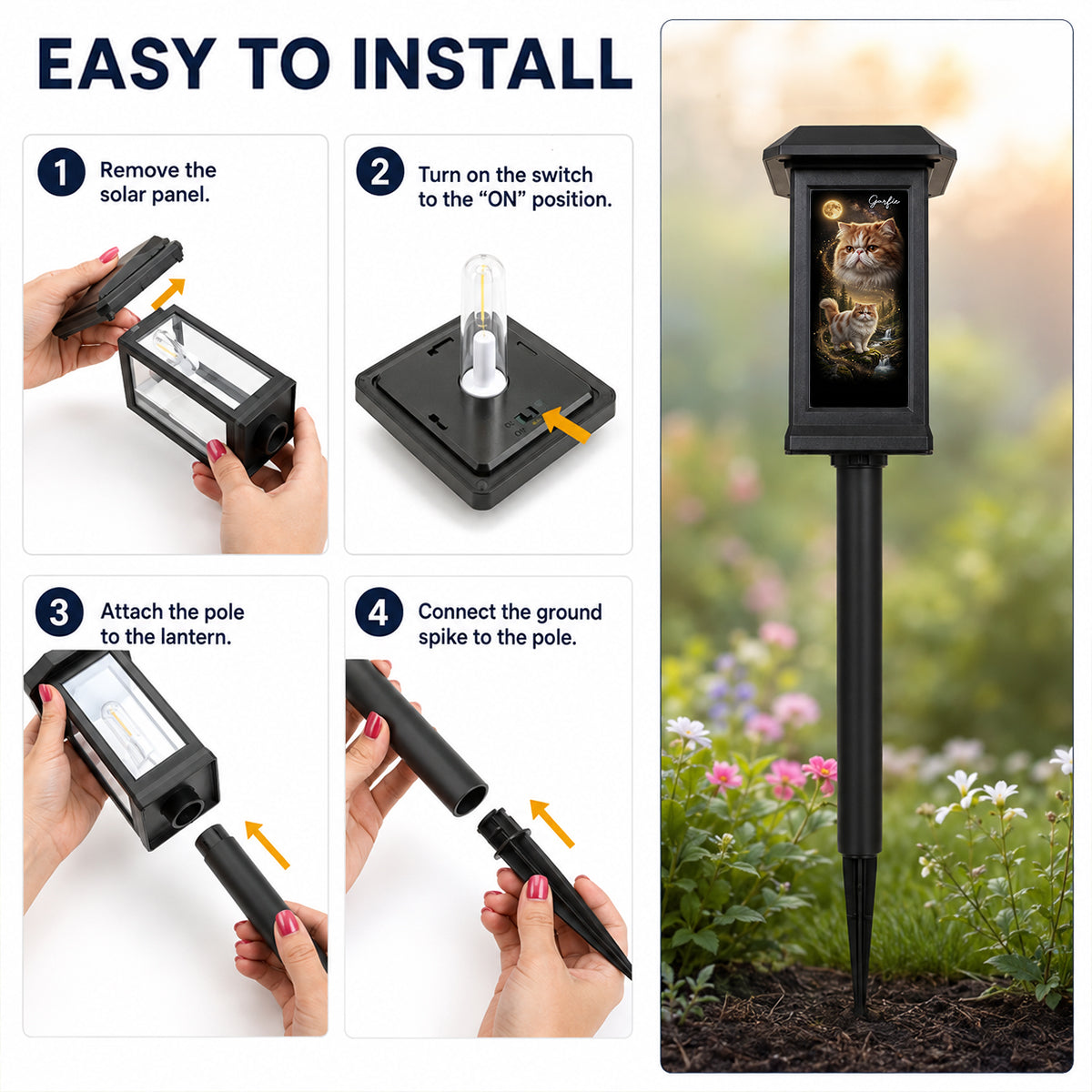 Dog Howling to the Moon - Personalized Solar Garden Light - Gift for Dog, Cat Lovers, Pet Memorial Gift